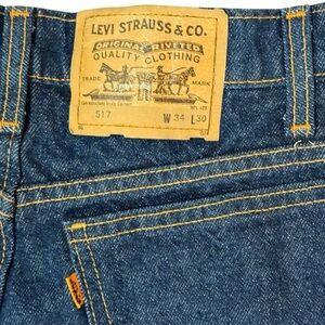Vintage Levi’s 517 Orange Tab Jeans 34x30 Canada Excellent Dark Wash Blue 1972